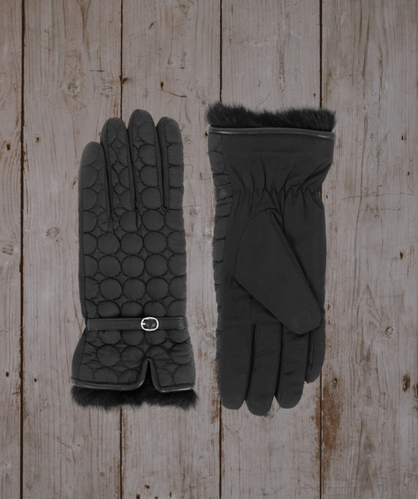Alden - Black Quilted Faux Fur Lined Gloves