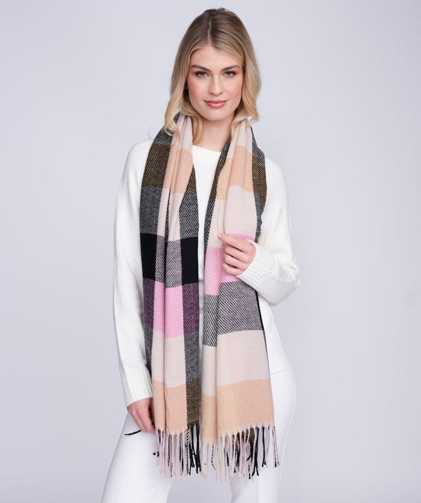 Amarissa - Blush Pink Check Pattern Oblong Scarf