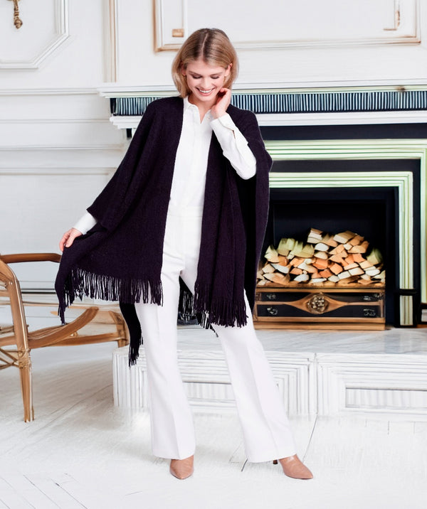 Anthea - Navy Super Soft Franse Franse Wrap