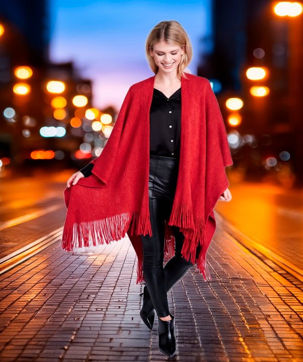 Anthea - Red Super Soft Franse Franse Wrap