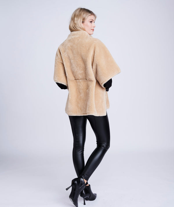 Brielle - Camel Faux Shearling Short Trendy Coat
