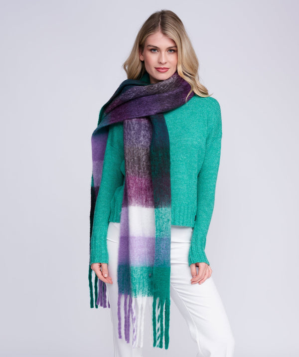 Carey - Purple Oversized Check Blanket Scarf