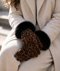 Catriona - Faux Fur Cuff Leopard Print Gloves