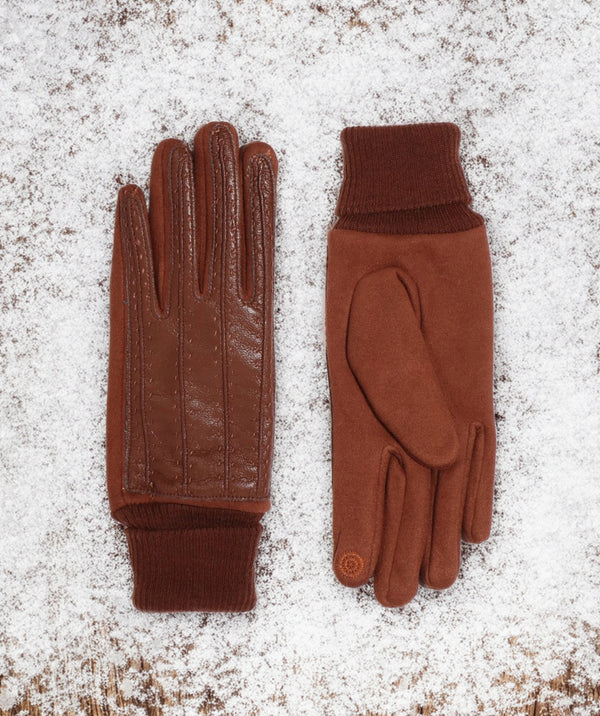Charleigh - Brown Faux Leather Roll Cuff Glove