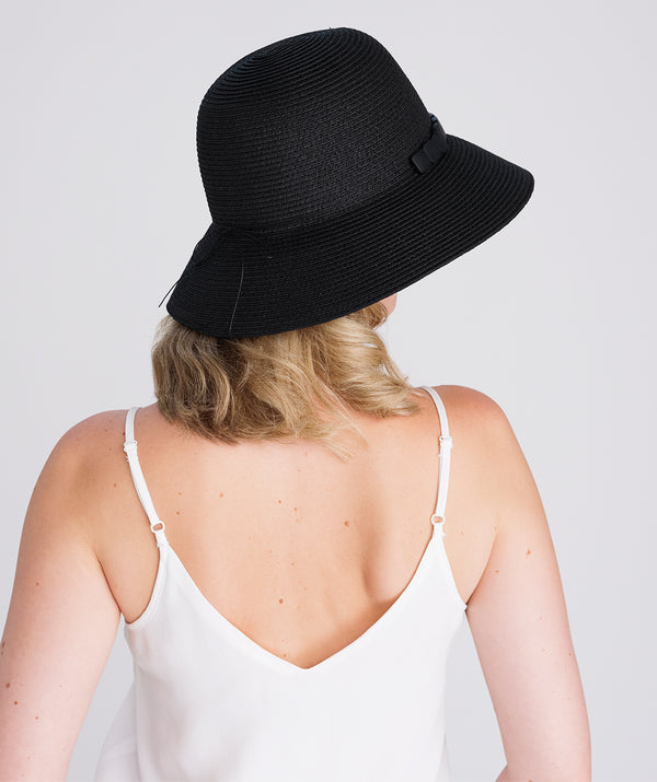 Cisi - Black Paper Straw Bucket Hat