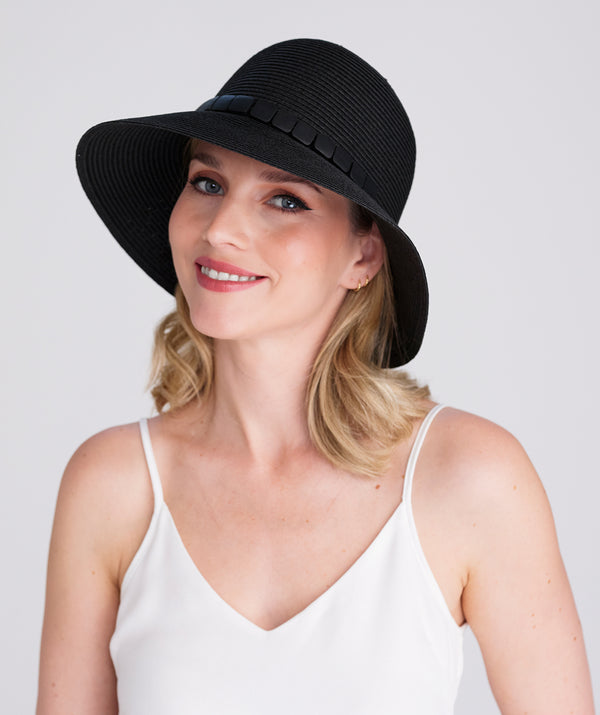 Cisi - Black Paper Straw Bucket Hat