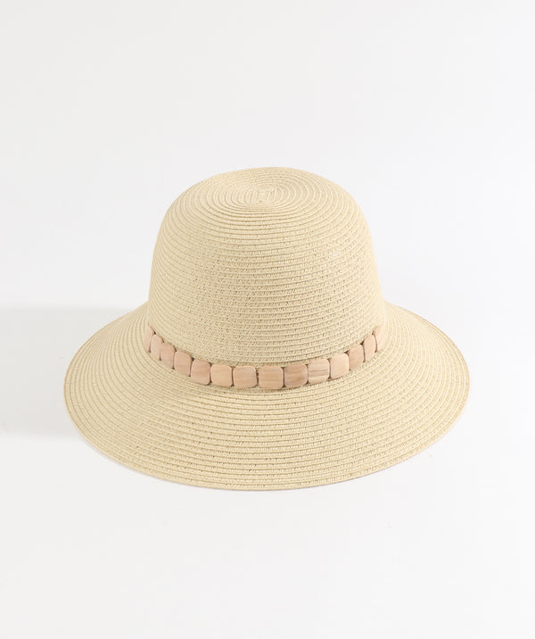 Cisi - Beige Paper Straw Bucket Sombrero