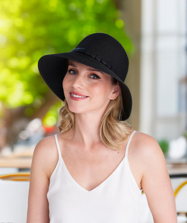 Cisi - Black Paper Straw Bucket Hat