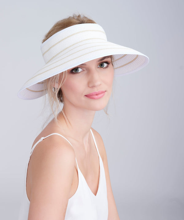 Cruise - Natural White Wide Brim Straw Visor