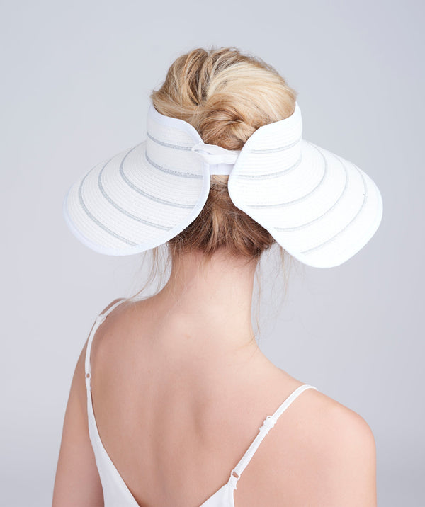 Cruise - White Silver Roll-Up Visor with Wide Brim