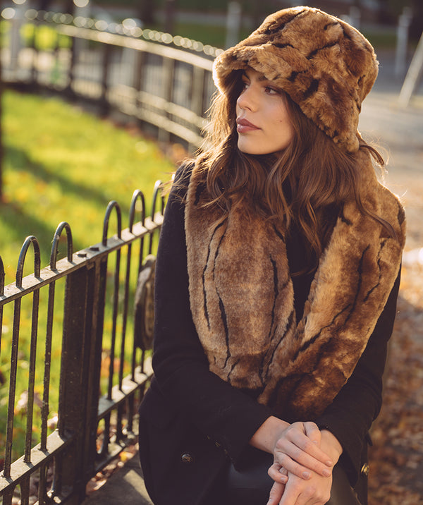 Daria - Ombre Animal Print Faux Fur Downbrim Hat