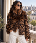 Delevigne - Veste en fausse fourrure imprimé léopard