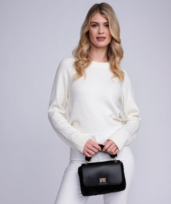 Donatella - Burgundy Faux Fur Crossbody Bag