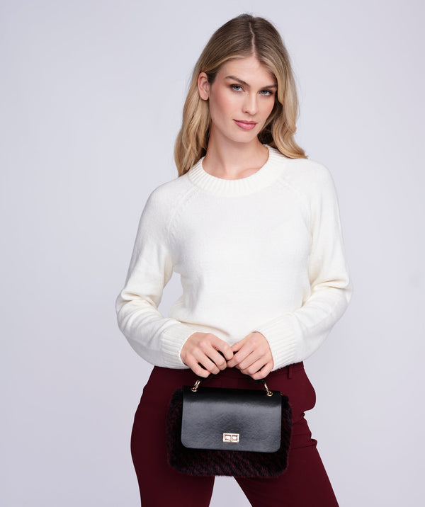 Donatella - Burgundy Faux Fur Crossbody Bag