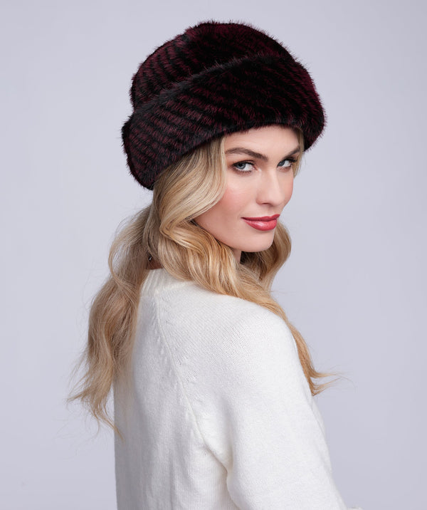 Donatella - Burgundy Plush Faux Fur Hat