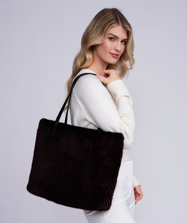 Donatella - Burgundy Faux Fur Tote Bag