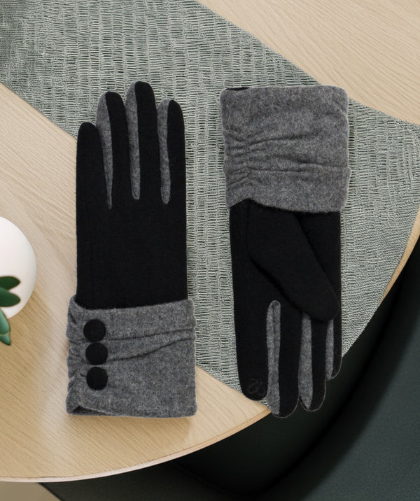 Eimear - Gants de brassard en bouton noir/gris