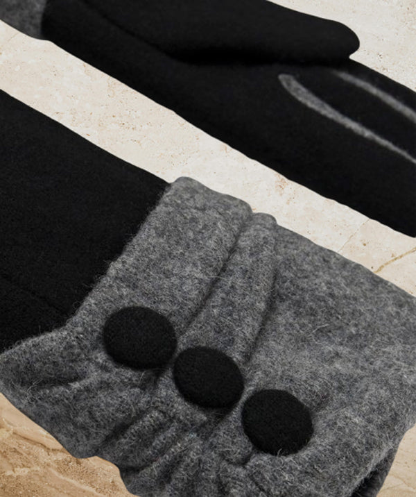 Eimear - Gants de brassard en bouton noir/gris