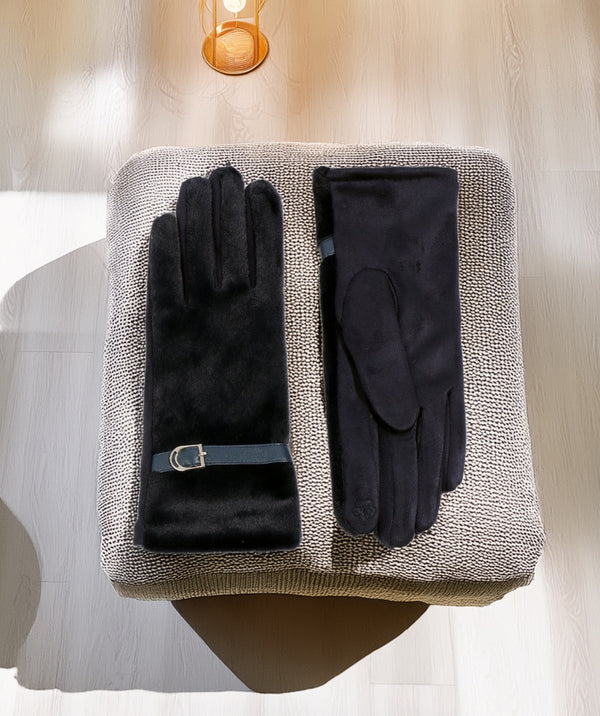 Evie - Navy gefütterte Kunstpelzhandschuhe