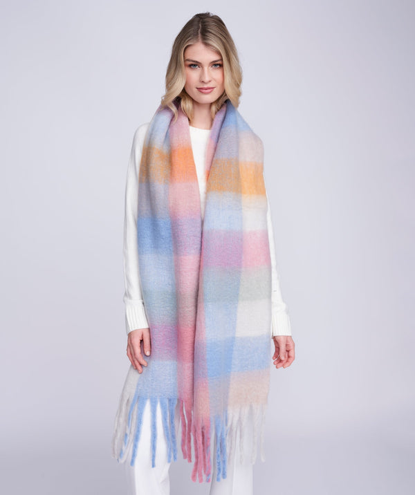 Genova - Pink Pastel Striped Scarf with Tassels