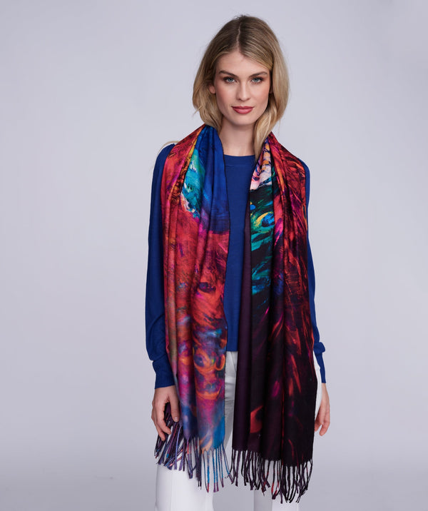 Harriet - Peacock Print Winter Scarf