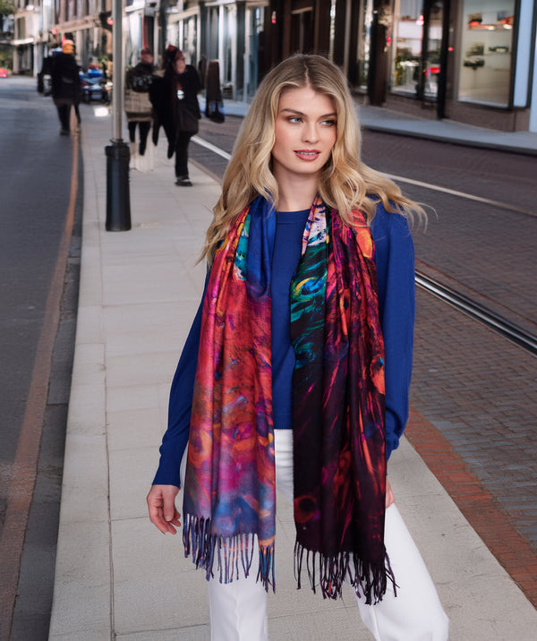 Harriet - Peacock Print Winter Scarf