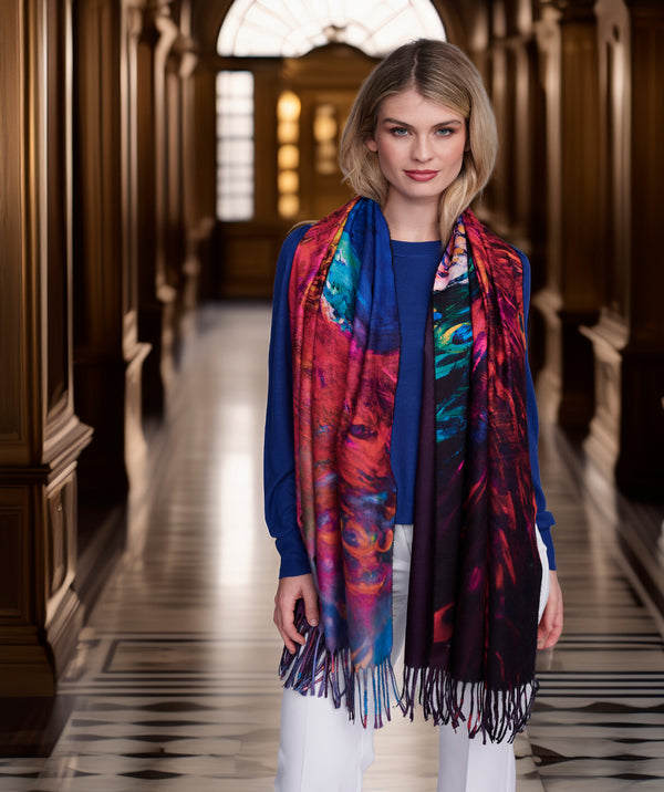 Harriet - Peacock Print Winter Scarf