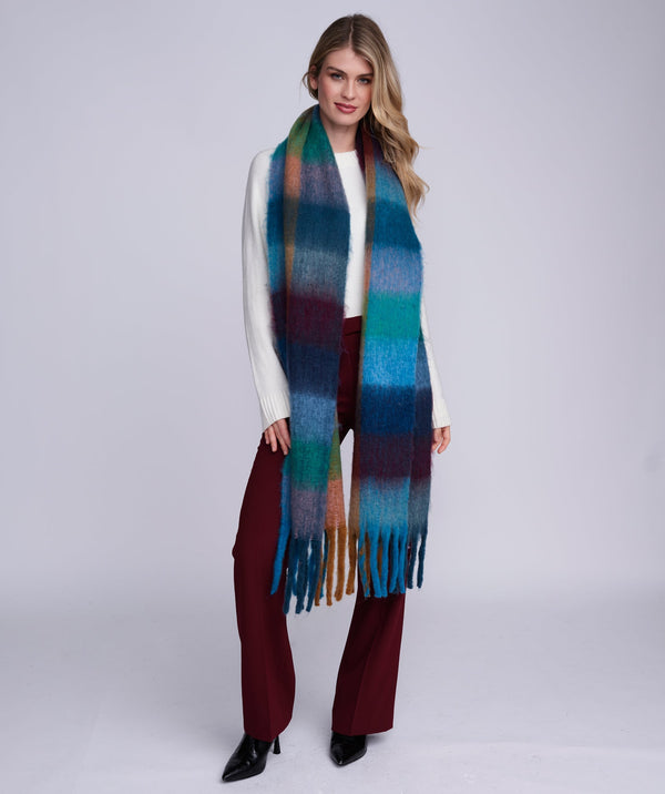 Heidi - Blue Checked Winter Scarf