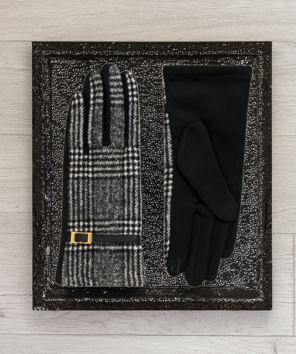 IVIE - Gants à carreaux Black White Tartan