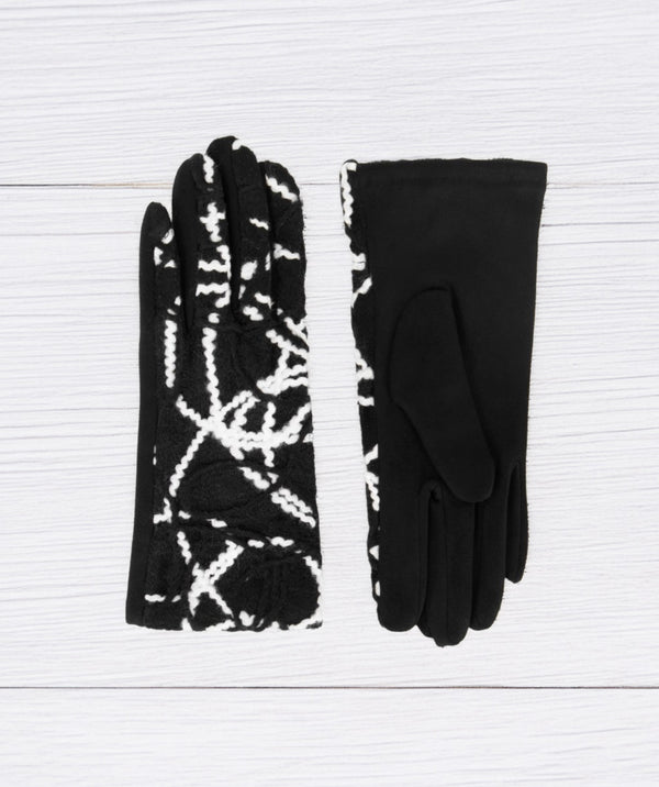 Jenni - luvas de design retro branco pretas