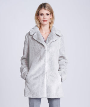 Kennedy - Silver Grey Longline Faux Fur Coat