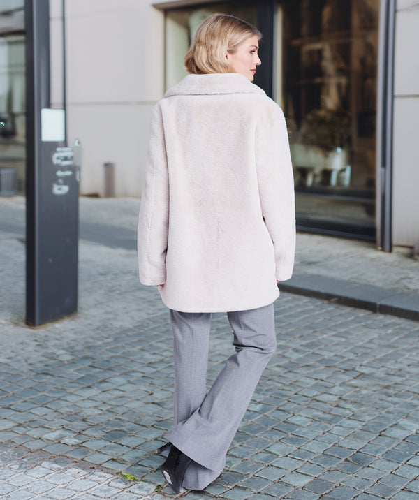 Kennedy - Cream 3/4 Length Faux Fur Coat