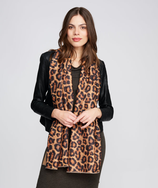 Reversible Leopard Print Scarf - Leopard - Accessories, Kingston, Leopard, Scarf, Winter Accessories