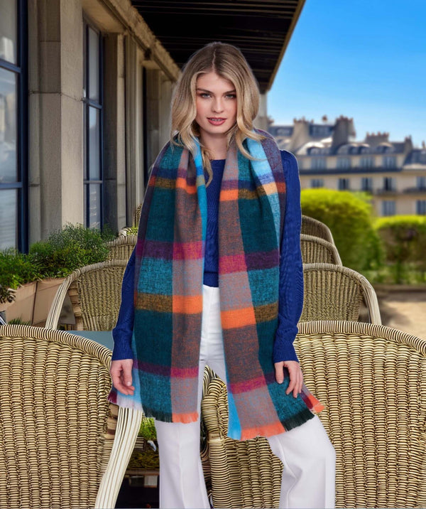 Lianna - Blue Check Pattern Winter Scarf