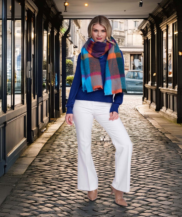 Lianna - Blue Check Pattern Winter Scarf