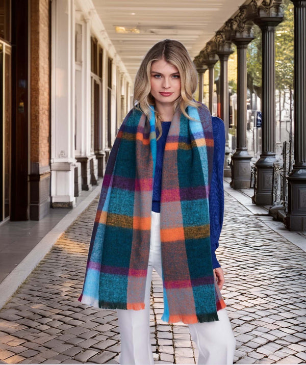 Lianna - Blue Check Pattern Winter Scarf