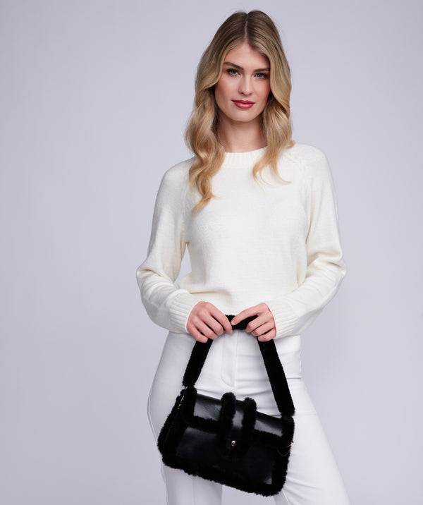 Margot - Black Faux Fur Crossbody Bag