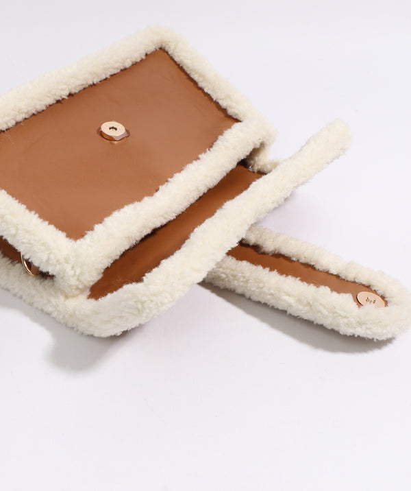 Margot - Cream/Tan Faux Fur Crossbody Bag