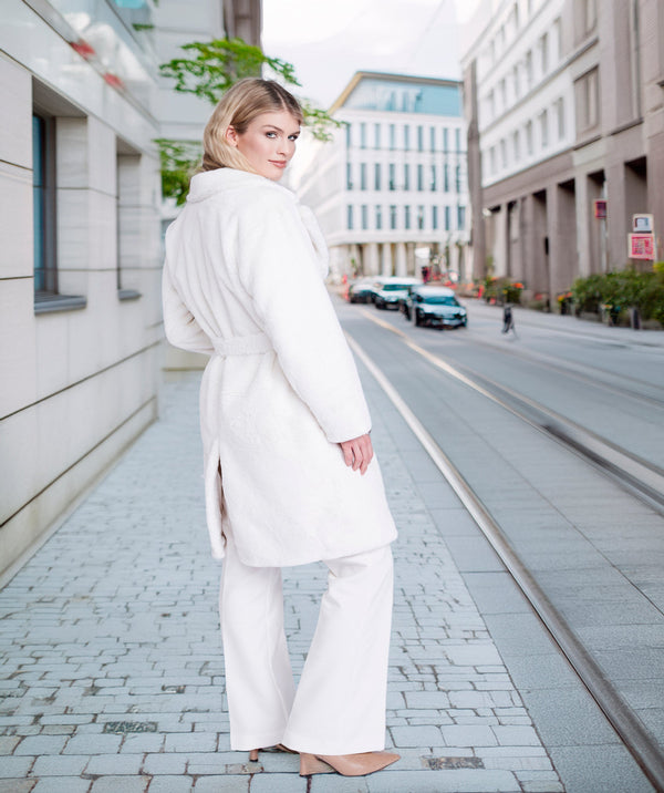 Margot - Winter White Plush Faux Fur Longline Coat
