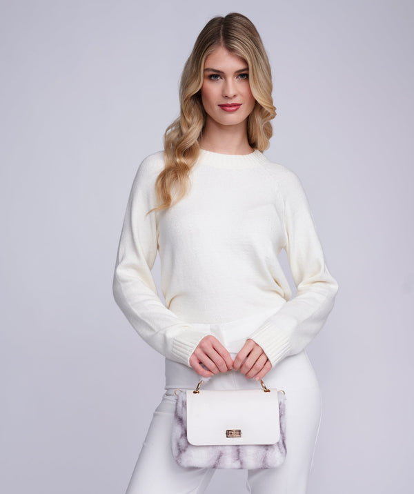 Marilyn - Silver Grey Ombre Faux Fur Crossbody Bag