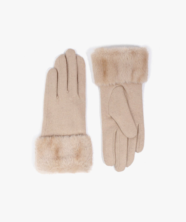 Marilyn - Honigwollehandschuhe mit Ombre Faux Fell Manschette