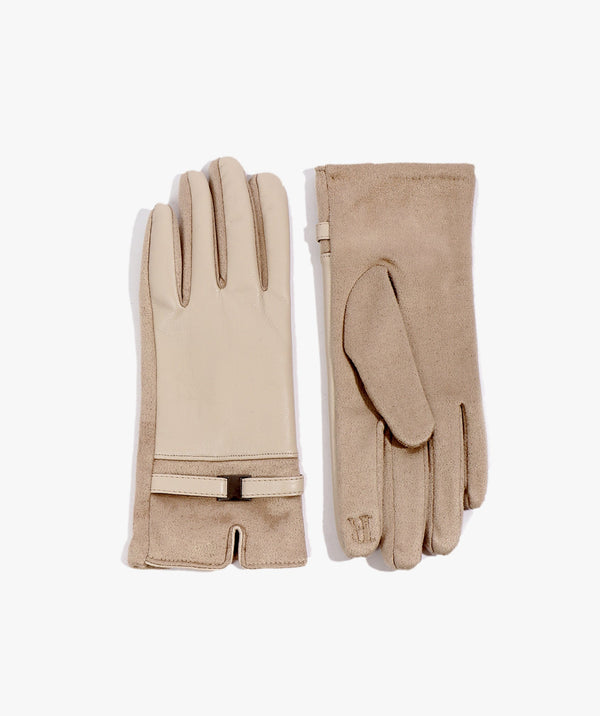 Marnie - Creme Faux Wildlederhandschuhe mit Kunstpelzverkleidung