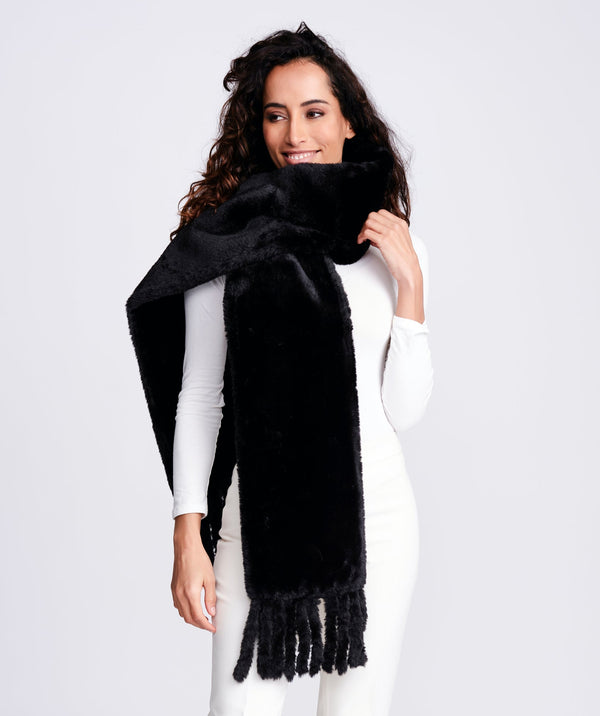 Plush Eco Faux Fur Scarf - Black - Accessories, Black, Faux Fur, Michaela, Scarf, Winter Accessories