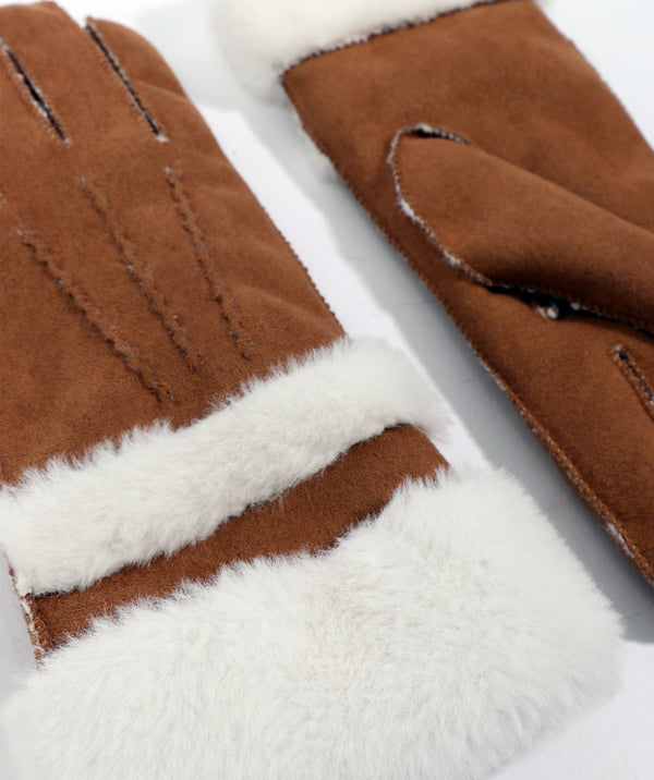 Nevada - Kamel -Faux -Wildlederhandschuhe mit Kunstpelzverkleidung