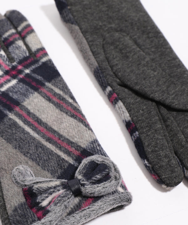 Paisley - Grey Tartan Faux Suede Glove