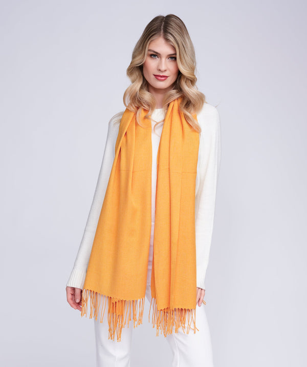 Pia - Mustard Italian Pashmina with Twisted Fringes
