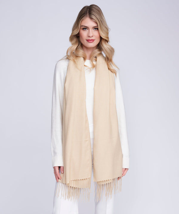 Pia - Natural Italian Pashmina with Twisted Fringes