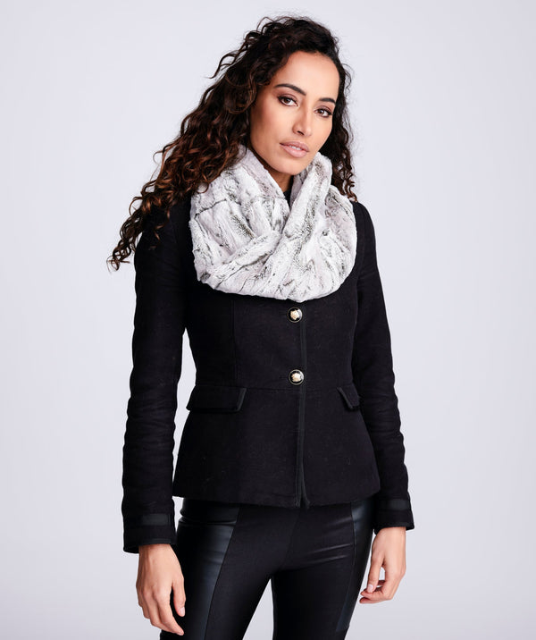 Corinna - Silver Grey Twisted Super Soft Faux Fur Snood