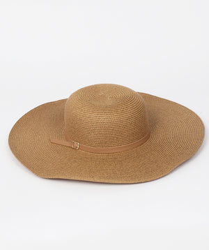 Natural Wide Brim Floppy Hat with Faux Leather Belt
