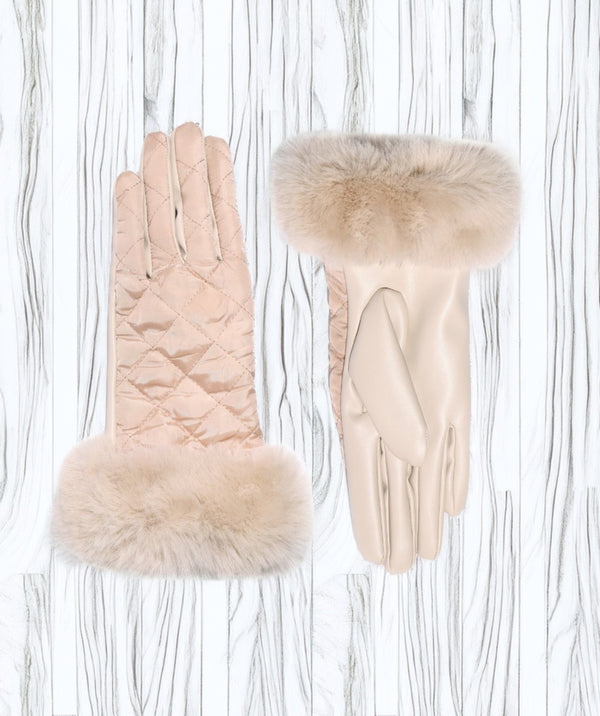 Remington - Cream Rain Proof Glove with Faux Fur Cuff
